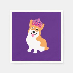 Serviettes En Papier Cute Little Corgi Princesse portant une couronne r