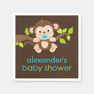 Serviettes En Papier Cute Little Monkey Boy Baby shower Papier