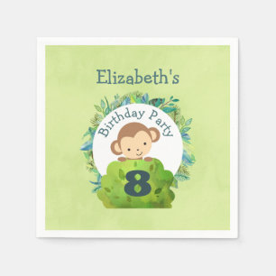 Serviettes En Papier Cute Safari Singe Personnalisé Anniversaire
