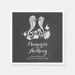 Serviettes En Papier Cute Seahorses Plage Papier de mariage serviettes