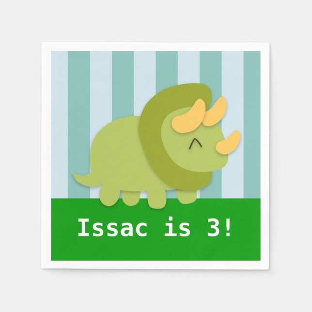Serviettes En Papier Cute Triceratops Dinosaur fête d'anniversaire (Devant)