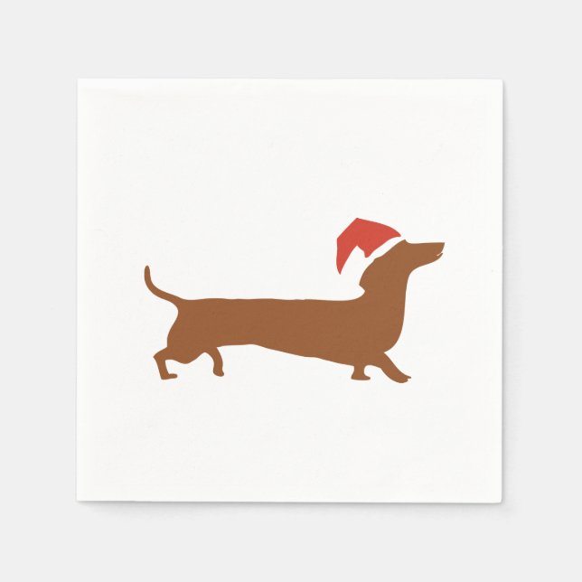 Serviettes En Papier Dachshunds s'embrassant dans la neige Joyeuse serv (Devant)