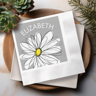 Serviettes En Papier Daisy tendance avec fête gris et jaune