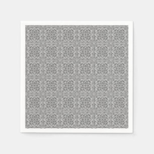 Serviettes En Papier Damas médiéval Fleur-de-lis, gris argenté