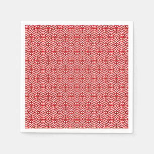 Serviettes En Papier Damas médiéval Fleur de lis, rouge et blanc