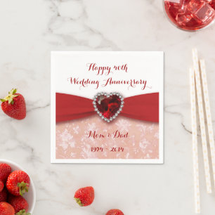 Serviettes En Papier Damask 40e anniversaire Mariage papier serviettes