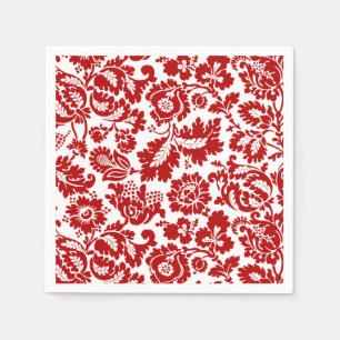 Serviettes En Papier Damassé florale de William Morris, rouge-foncé e