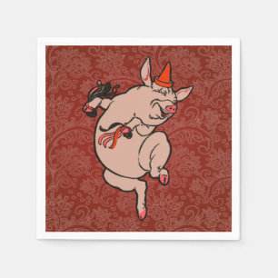 Serviettes En Papier Dancing Pig Antique Cute Danseuse