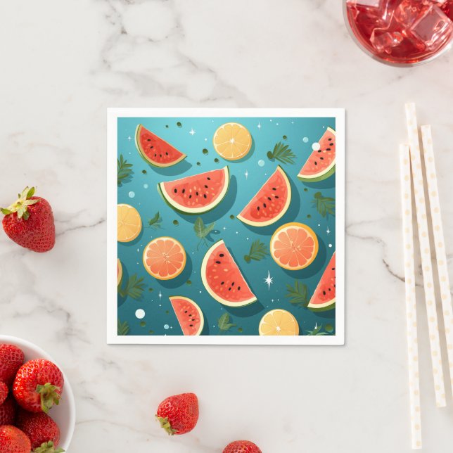 serviettes en papier de fruits mignons (En situation)