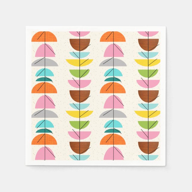 Serviettes en papier de nids colorées rétro (Devant)