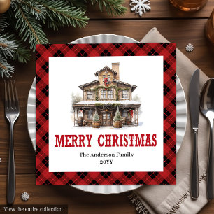 Serviettes en papier de Noël à carreaux Western Bu