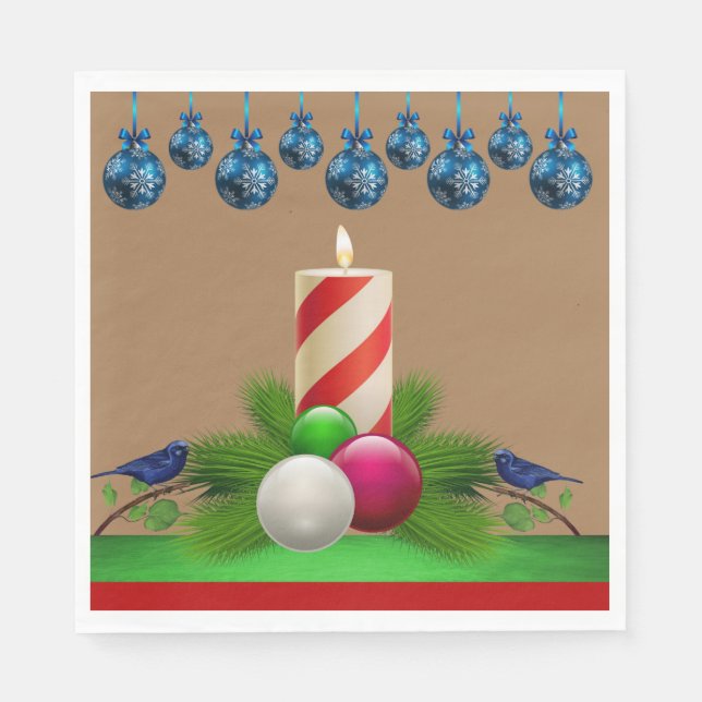 serviettes en papier de Noël, bougie de Noël (Devant)
