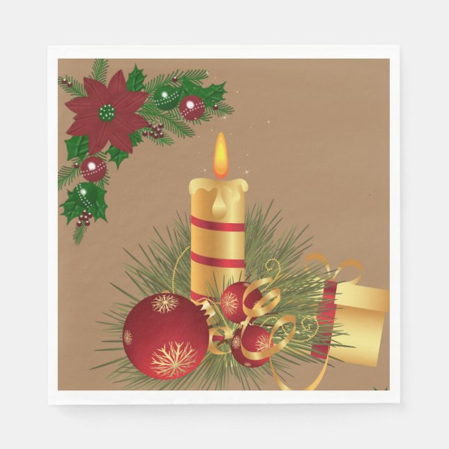 serviettes en papier de Noël, bougie de Noël (Devant)