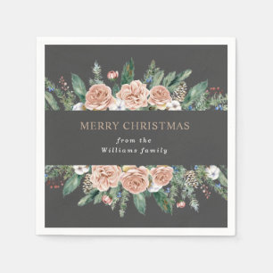 serviettes en papier de noël fleuri d'hiver modern