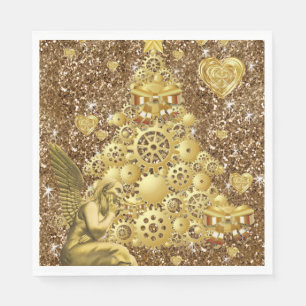 serviettes en papier de Noël, Joyeux ange en or