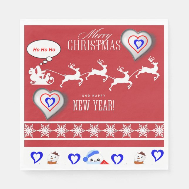 Serviettes en papier de Noël, Joyeux Noël (Devant)
