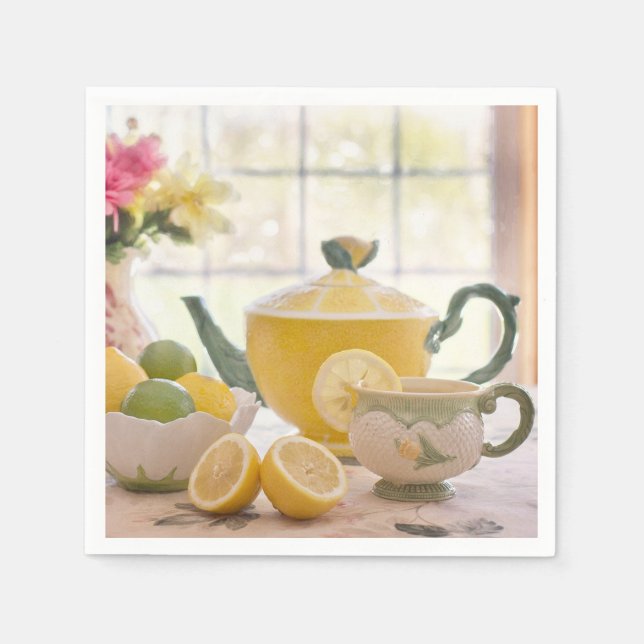 Serviettes en papier de thé et citron (Devant)
