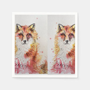 Serviettes en papier décorées de renard rouge mign