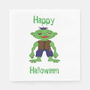 Serviettes En Papier Déjeuner blanc standard Napkin/Monster vert
