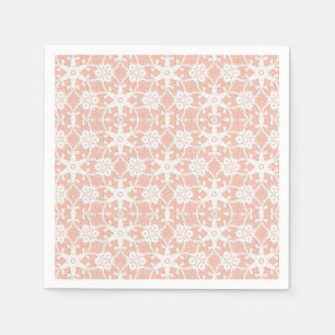 Serviettes En Papier Dentelle antique - blanc et pêche