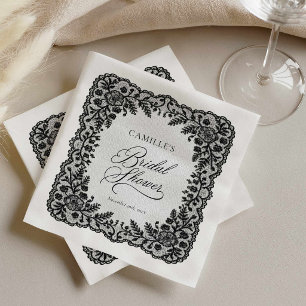 Serviettes en papier dentelle noire pour mariage
