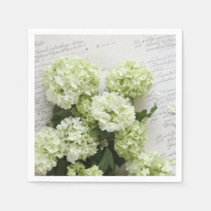 Serviettes En Papier Des hortensias blancs avec écriture de script