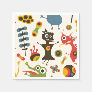 Serviettes En Papier Des monstres heureux