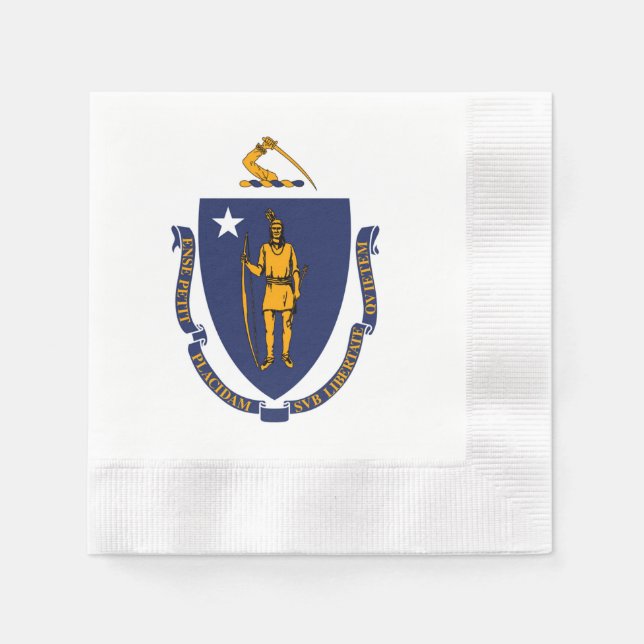 Serviettes En Papier Design du drapeau d'État du Massachusetts (Devant)