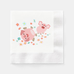 Serviettes En Papier Deux mignons cochons en papier de printemps