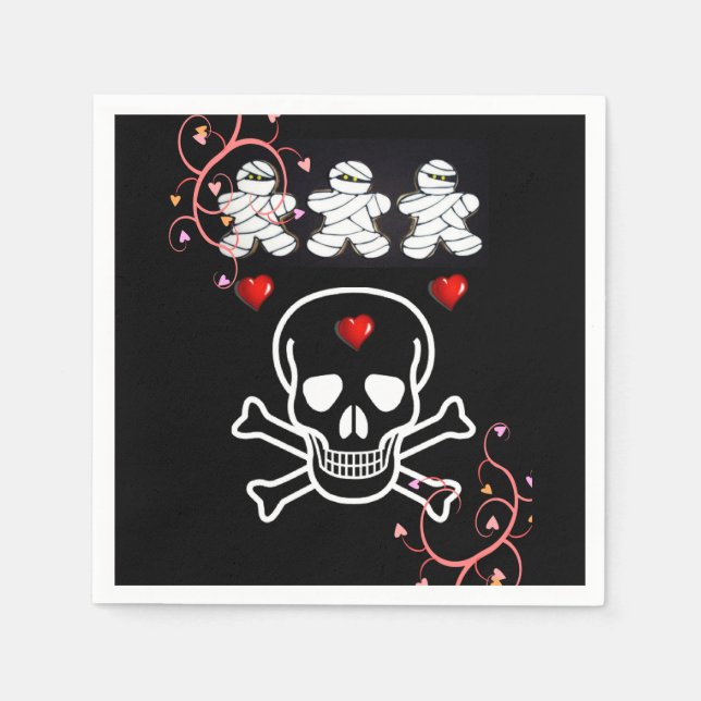 Serviettes en papier d'Halloween, crâne (Devant)