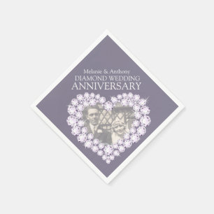 Serviettes En Papier Diamond Mariage Anniversaire de coeur photo servie