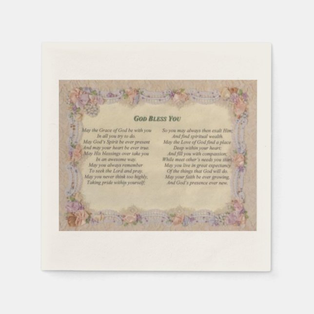 Serviettes En Papier Dieu vous bénisse Napkins (Devant)