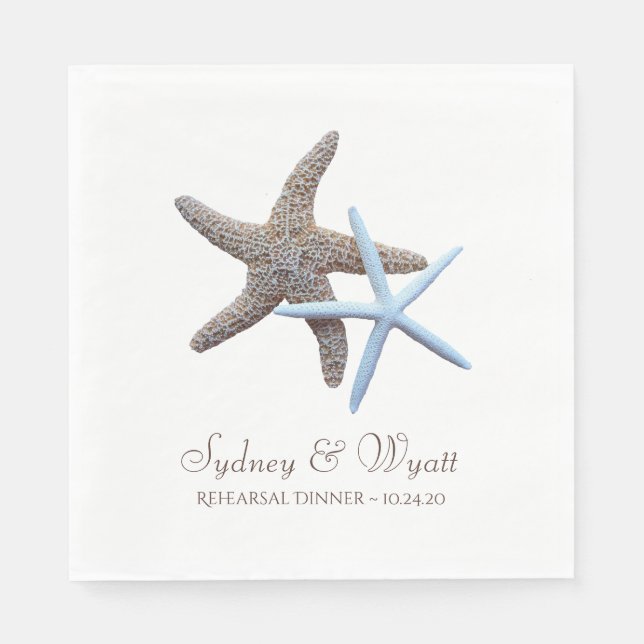 Serviettes En Papier Dîner de répétition personnalisée Starfish Couple (Devant)