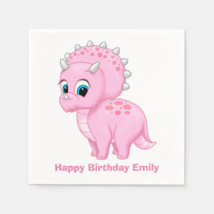 Serviettes En Papier Dinosaure de Cute Baby Pink
