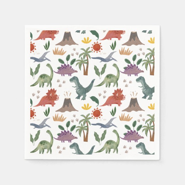 Serviettes En Papier Dinosaures Jolies Et Élégante (Devant)