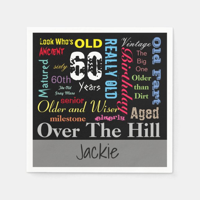 Serviettes En Papier do-it-yourself | 60e anniversaire heureux | Jalon (Devant)