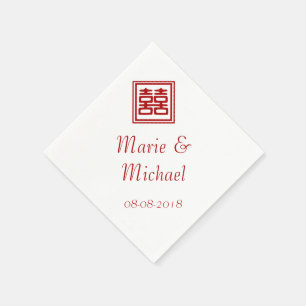 Serviettes En Papier Double Bonheur rouge foncé - Carré