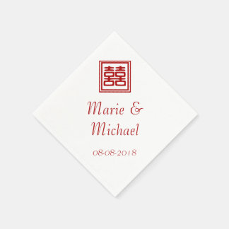 Serviettes En Papier Double Bonheur rouge foncé - Carré