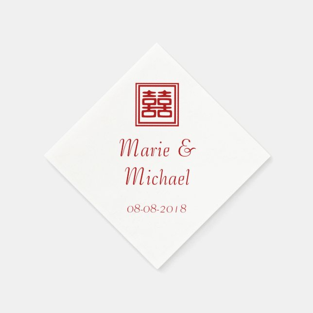 Serviettes En Papier Double Bonheur rouge foncé - Carré (Coin)