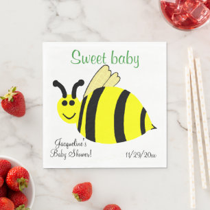 Serviettes En Papier Douce Baby Shower abeille jaune bourdon Bébé
