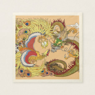 Serviettes En Papier Dragon chinois et phoenix