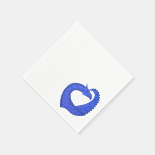 Serviettes En Papier Dragon de coeur bleu sur blanc