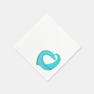 Serviettes En Papier Dragon de coeur du Verdigris en blanc