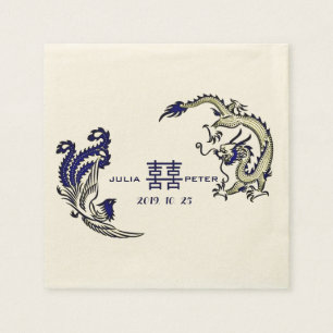 Serviettes En Papier Dragon-Phoenix moderne Mariage chinois personnalis