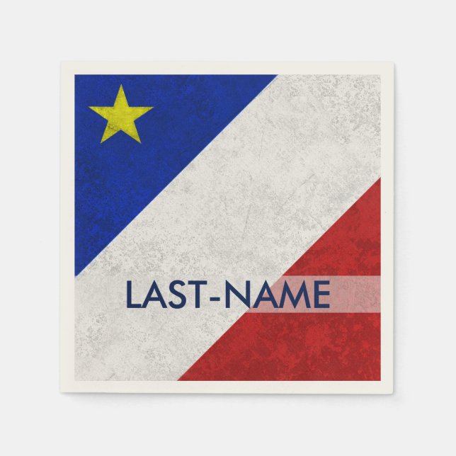 Serviettes En Papier Drapeau Acadien Nom de famille Grunge désorganisé  (Devant)