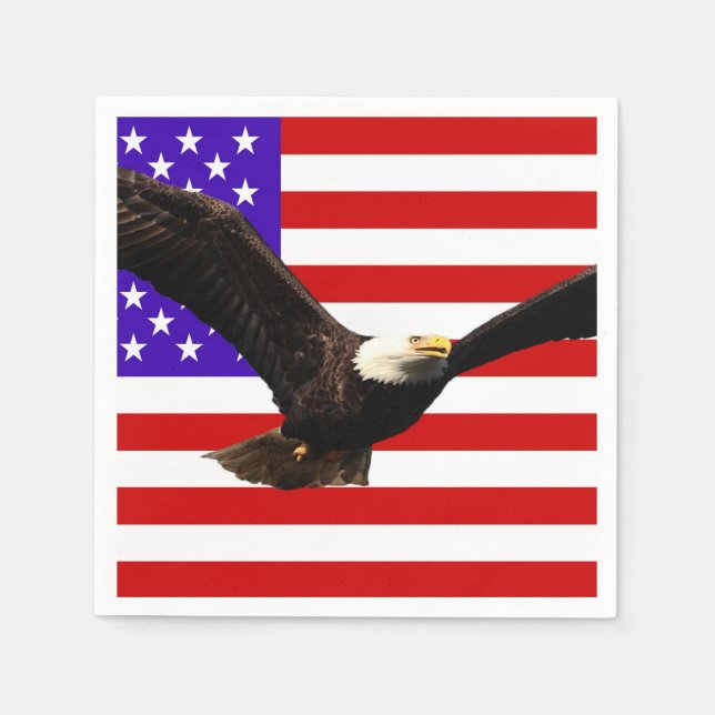 Serviettes En Papier Drapeau américain avec aigle USA (Devant)