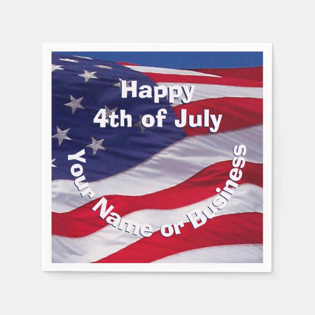 Serviettes En Papier Drapeau américain patriotique personnalisé (Devant)
