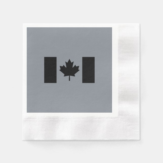 Serviettes En Papier Drapeau canadien en noir (Devant)