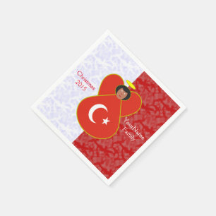 Serviettes En Papier Drapeau personnalisé de l'ange turc sur fond rouge