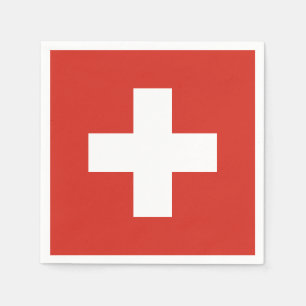 Serviettes En Papier Drapeau Suisse - croix blanche